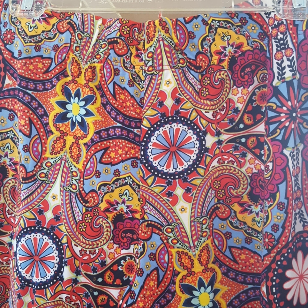 LADIES SIMPLY RUBY (S) ORANGE PAISLEY SLACKS NEW